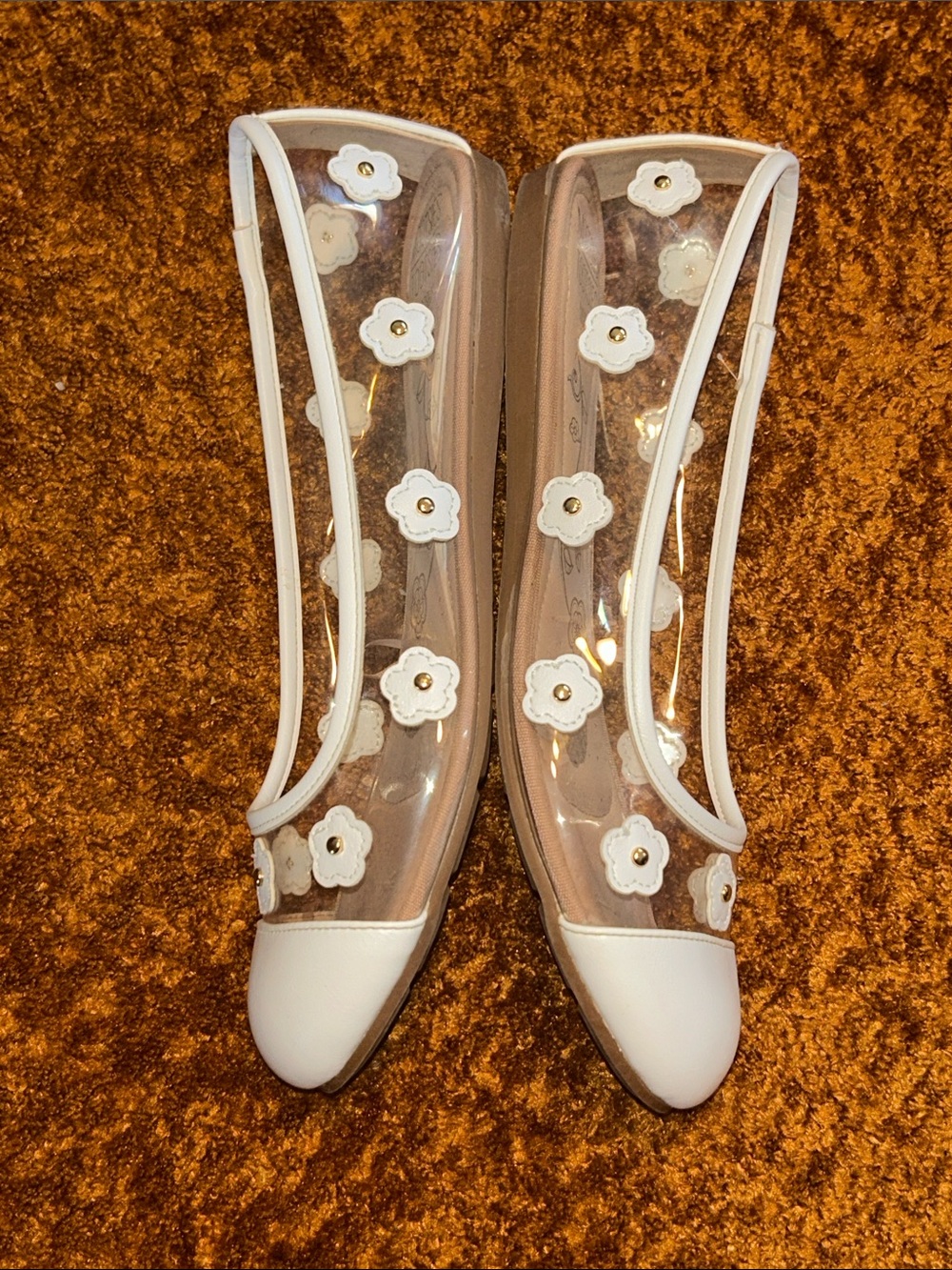 Mootsies Tootsies White and Clear Floral Cap-Toe Ballet Flats - Picture 3 of 5